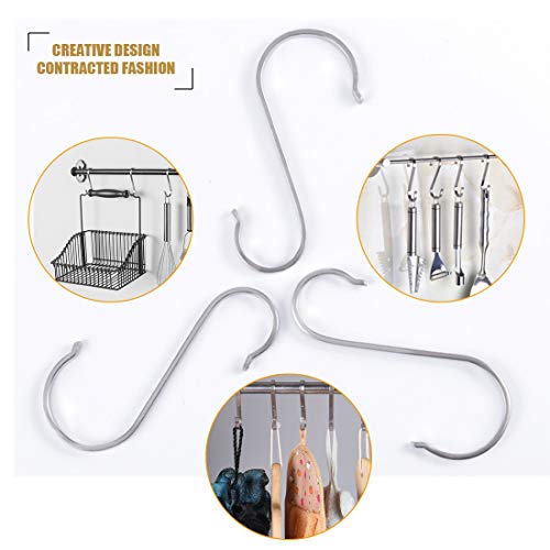 Ganchos en forma de S, 12 unidades, acero inoxidable, ganchos de metal pesado, para colgar ollas y sartenes, plantas, tazas de café, ropa, toallas en cocina, dormitorio, baño, oficina y jardín