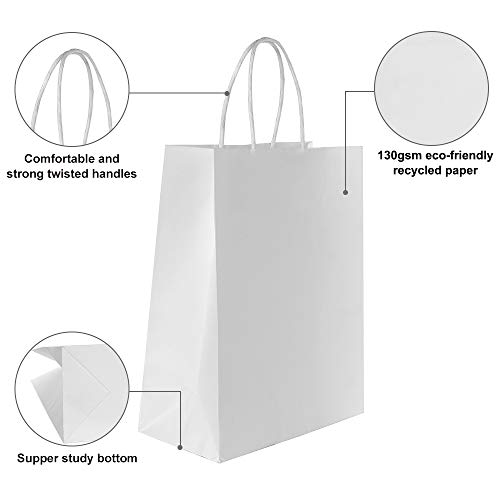 Gaoyong 30PCS Bolsas de Papel con Asas,Bolsas de Papel Compra,Bolsas Ppapel Kraft,Bolsas Papel Regalo para la Tienda de Comestibles para Hornear Compras Minoristas Boutique (Espesar 130 g / m2)