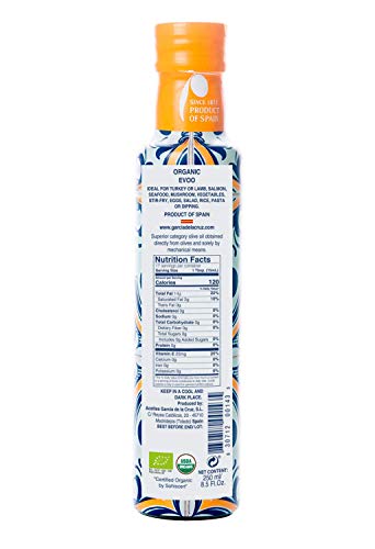 García de la Cruz - Aceite de Oliva Virgen Extra Ecológico Orgánico, Premium Master Miller - 250 ml Botella de Vidrio