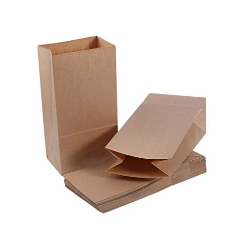 Garneck 50 Piece La Bolsa golosina merienda Barril Bolsas de Alimentos de Papel Kraft de Papel de comestibles Bolsa de Galletas de la panadería para el cumpleaños Fiesta de Navidad