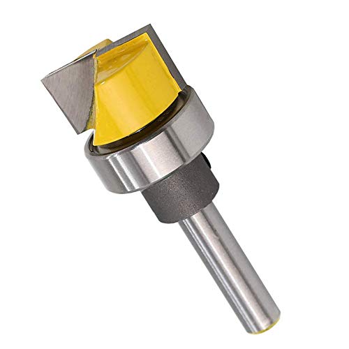 Gasea 1/4 de Mango Herramienta Para Trabajar la Madera Fresa de Corte, Broca de Limpieza Inferior Broca Para Trabajo en Madera Cortador CNC Máquina de Talla Herramienta de Corte- Amarillo