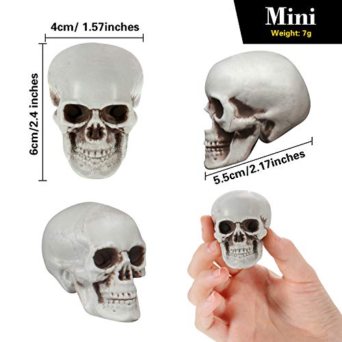 Gejoy Calaveras de Halloween Cabeza de Esqueleto Humano Cabeza de Calavera Calaveras de Esqueleto Realistas para la Decoración de la Mesa de Halloween (10, Mini)