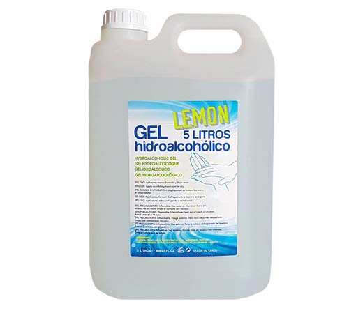 Gel hidroalcohólico aroma limón 5L. Para manos, desinfección e hidratación garantizada