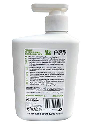 Gel Higienizante Hidroalcohólico Manos potenciado con Aloe Vera 500ml - Caja 5 unidades