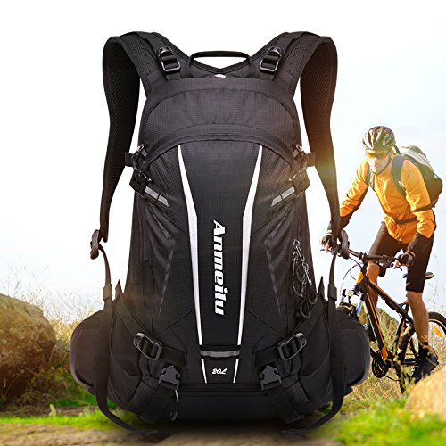 GemCoo Mochila Ciclismo Bicicleta 18L Impermeable Hidratación de Agua Respirable Impermeable Ultraligero con Cubierta de Lluvia (Negro)