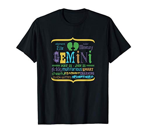 Gemini Zodiac Astrology Horoscope Birthday Apparel Gift Camiseta