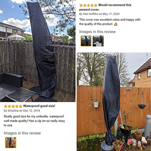 GEMITTO Housse de Protection parasols en 420D Oxford Imperméable Résistant à UV Intempéries avec Sac de Rangement 3M, Housse de Protection pour Parasol 280 x 81/30/45cm