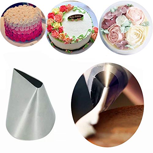 Genenic - Boquilla para repostería de acero inoxidable extra grande, diseño de pétalos de rosa