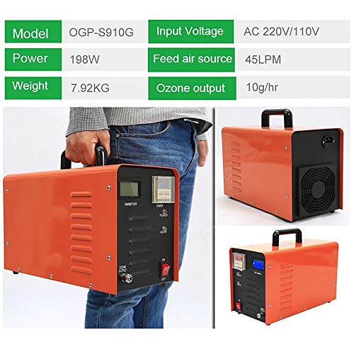Generador de ozono comercial / industrial, purificador de aire O3 de alta capacidad de 5/10 g, purificador de aire, agua, desodorizador y esterilización para el hogar, la fábrica, la oficina
