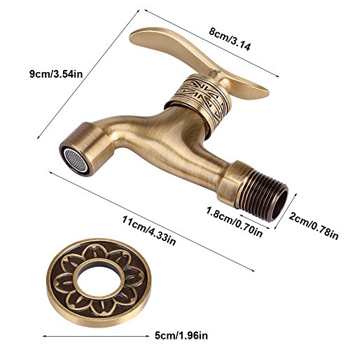 Genérico Antiguo Faucet Latón Palanca Manija Lavandería Baño Montaje En Pared Lavadora Faucet Manguera De Jardín Exterior Solo Grifo Frío Largo