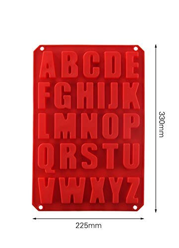Genrics Moldes de Alfabeto de Silicona de 2 Piezas, Molde de bandejas de Alfabeto de Silicona A-Z, Molde de Silicona de 26 Letras Grandes, Molde para Hornear para Hacer Chocolate