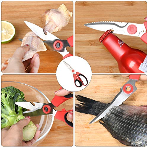 Geriineer Tijeras Cocina Acero Inoxidable Arcos Profesionales Tijeras Cocina Zurdos Adulto Multifunción para Pollo, Pescado, Carne, Hierbas, Sacacorchos, Apto para lavavajillas
