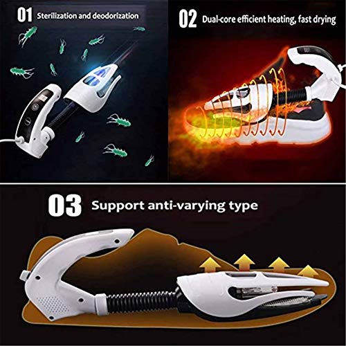 GFYWZ Secador De Zapatos/Secador De Botas, Esterilización Doble Ultravioleta Y con Ozono con Controles Digitales Y Función De Temporizador, Plegable Escalable para Secar Zapatos