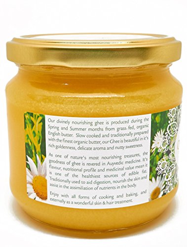 Ghee Bio Calidad Superior, Vacas Alimentadas con Pasto, Certificado Orgánico, Producto de Pasto de Verano en Inglaterra (350ml)