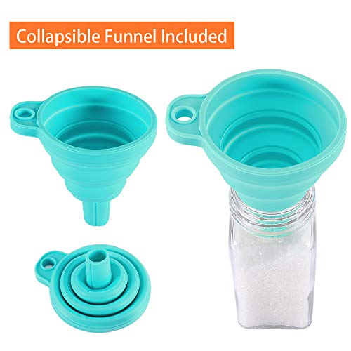 Gifort Botes de Especias Cristal, 12PCS Tarros de Vidrio Cuadrados para Especias 120ml con Etiquetas, Tapas Herméticas y Embudo, Organizador de Cocina para Especias y Hierbas