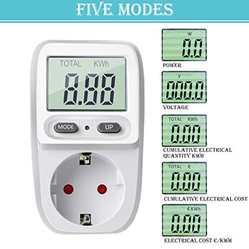 Gifort enchufe medidor de consumo de energía, amplificador de voltaje de energía vatio electricidad uso monitor analizador de energía calculadora