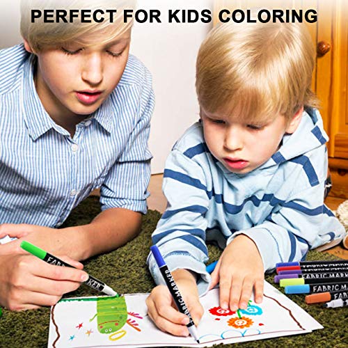Gifort Punta Doble Rotuladores para Tela Permanentes, Punta Doble Con Punta de Cincel y Puntas de Punta Fina24 Colores Marcadores Textiles y para Niños Adultos Regalos Artesanales, Camisetas