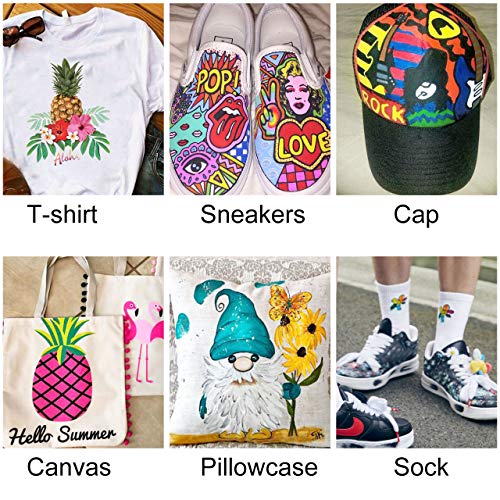 Gifort Punta Doble Rotuladores para Tela Permanentes, Punta Doble Con Punta de Cincel y Puntas de Punta Fina24 Colores Marcadores Textiles y para Niños Adultos Regalos Artesanales, Camisetas