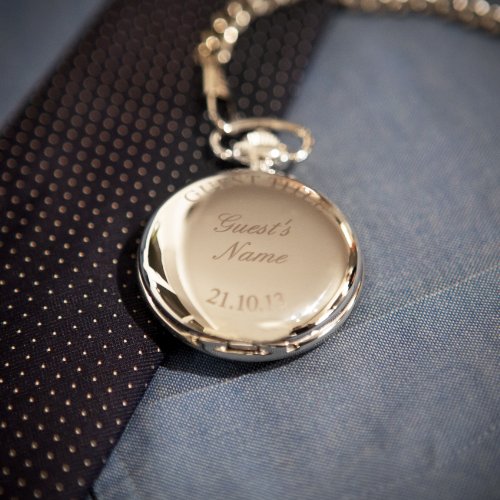 Gift Cookie Personalizado Acabado En Plata Reloj De Bolsillo, Cadena y Caja Novio, Padrino, Padre, Favor De La Boda, De San valentín Día, Cumpleaños