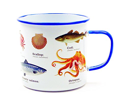 Gift Republic Taza esmaltada con Estampado de Vida marítima