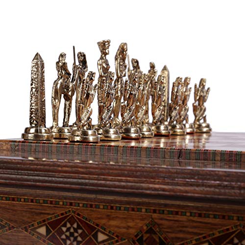 GiftHome (sólo piezas de ajedrez) Históricas hechas a mano egipcio faraón figuras de ajedrez de metal tamaño mediano King 3.5 Inc (tabla no está incluida)