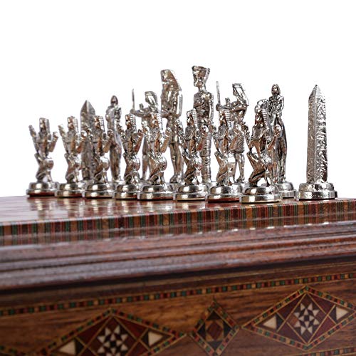 GiftHome (sólo piezas de ajedrez) Históricas hechas a mano egipcio faraón figuras de ajedrez de metal tamaño mediano King 3.5 Inc (tabla no está incluida)