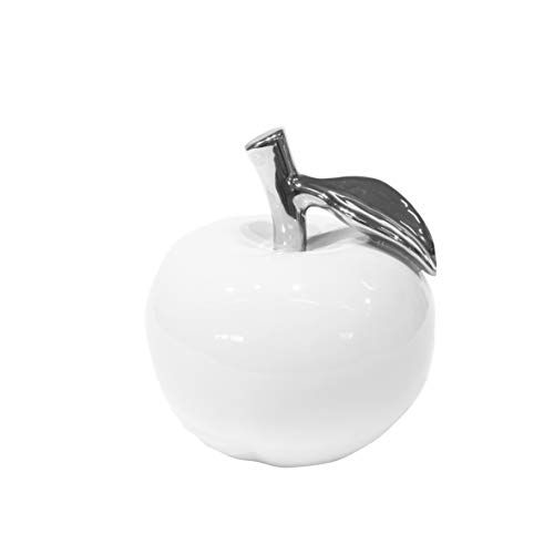 Gilde - Figura decorativa de manzana de cerámica (9 x 10 cm), color blanco