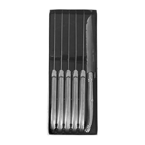 Gimel Laguiole Set de Cuchillos, Acero Inoxidable, Plata, 9.5x24x2.2 cm, 6 Unidades