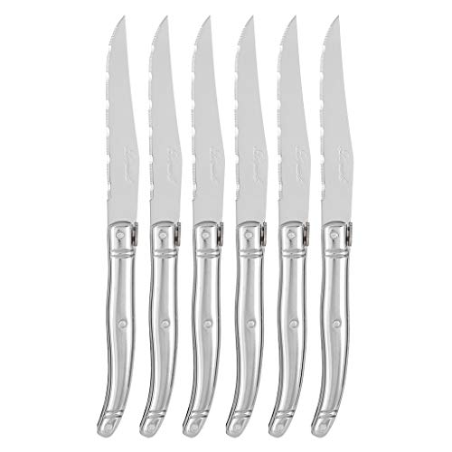 Gimel Laguiole Set de Cuchillos, Acero Inoxidable, Plata, 9.5x24x2.2 cm, 6 Unidades