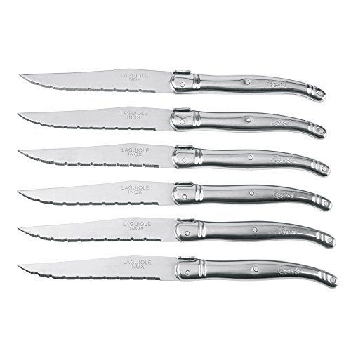 Gimel Laguiole Set de Cuchillos, Acero Inoxidable, Plata, 9.5x24x2.2 cm, 6 Unidades