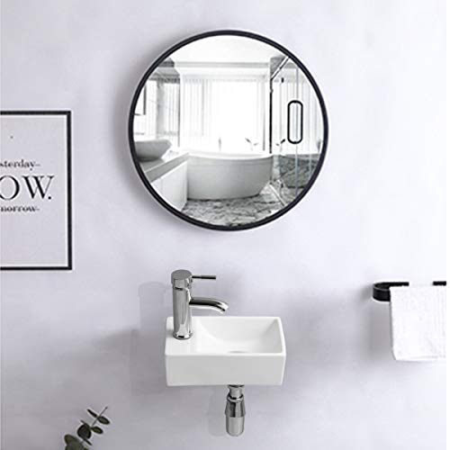 Gimify Lavabo Pequeño Pared Mini Lavamanos Baño Cerámico Blanco, 300x185x90mm
