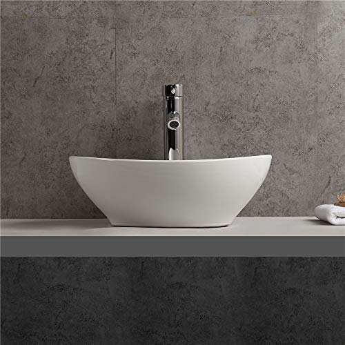 Gimify Lavabos Sobre Encimera Cerámica sin Desbordamiento para el Baño (33*40*14.5cm)