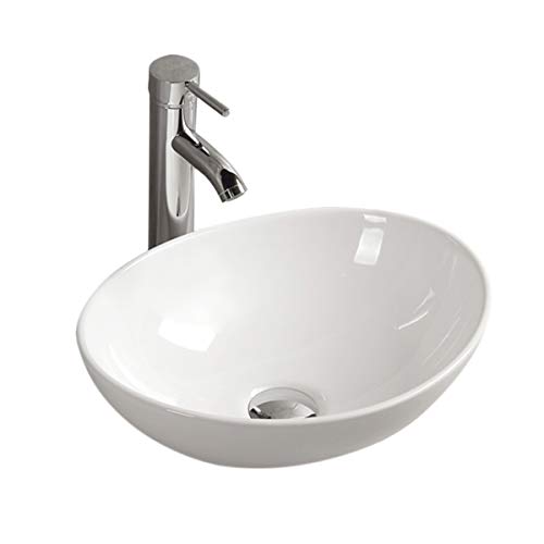 Gimify Lavabos Sobre Encimera Cerámica sin Desbordamiento para el Baño (33*40*14.5cm)