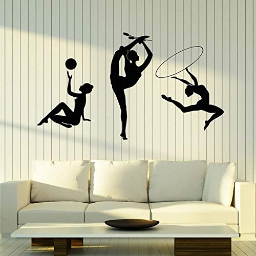 Gimnasia artística Acción Gimnasta Chica Silueta Etiqueta de la pared Athletic Sports Club Rítmica Habitación dormitorio Decoración Vinilo Calcomanía mural mural