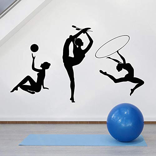Gimnasia artística Acción Gimnasta Chica Silueta Etiqueta de la pared Athletic Sports Club Rítmica Habitación dormitorio Decoración Vinilo Calcomanía mural mural