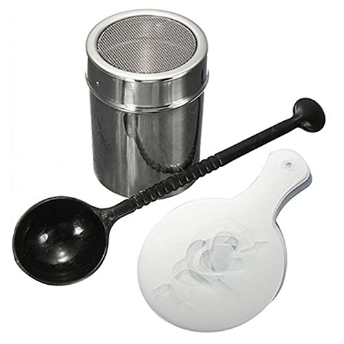 GLOBEAGLE Plumero Mezclador de Chocolate + 16 Plantillas de café Capuchino + Cuchara medidora