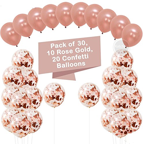 Globos de confeti de oro rosa Globo de fiesta 30.5 CM para boda, cumpleaños, baby shower, graduación, decoraciones de fiesta de ceremonia (30 piezas)