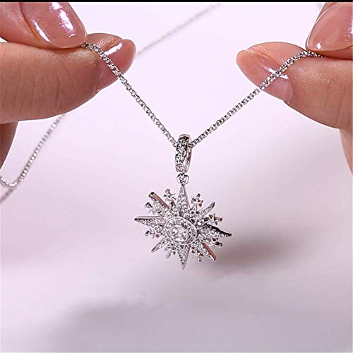 Gnoce - Collar con colgante de estrella de ocho puntas de plata de ley "Estrella de la realeza" con circonita solitaria, joyería para mujeres, niñas, bodas, fiestas, longitud ajustable