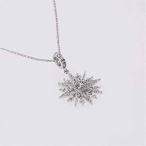 Gnoce - Collar con colgante de estrella de ocho puntas de plata de ley "Estrella de la realeza" con circonita solitaria, joyería para mujeres, niñas, bodas, fiestas, longitud ajustable