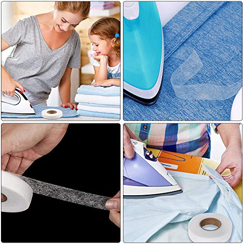 Gobesty Fliselina Doble Cara, paquete de 2 Wonder Tape Hem Tape Iron on para Jeans Pantalones Ropa de ropa (25 mm 140 Yardas)