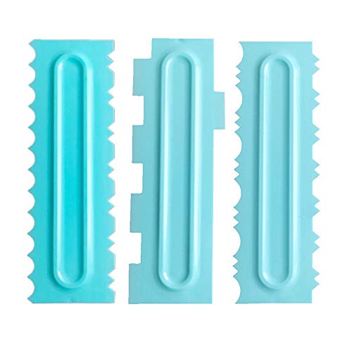 Gobesty Raspador de pastel, 3 diseños Glaseado de pastel Peine de decoración de pasteles más suave Espátulas de fondant Crema de crema de mantequilla Raspador de borde Herramientas de horneado