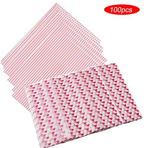 GOODGDN 100pcs Papel para Envolver Alimentos; Papel Encerado Impermeable a Prueba de aceites; Envoltorio para Regalos, Manualidades, Pasteles, Queso, turrón, Chocolate