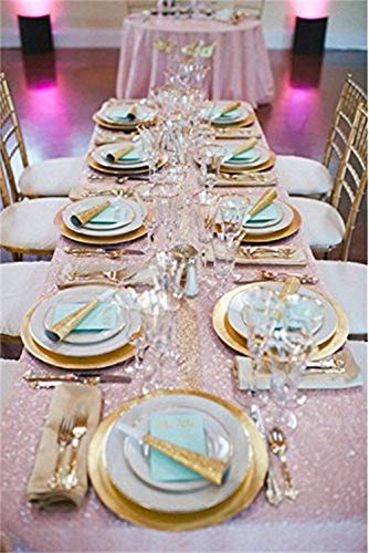 GOOTUUG 12x 108 Pulgadas Mesa Runner Decorativos Mesa Corredores Mantel para Cumpleaños Bodas Baby Showers (Oro Rosa)