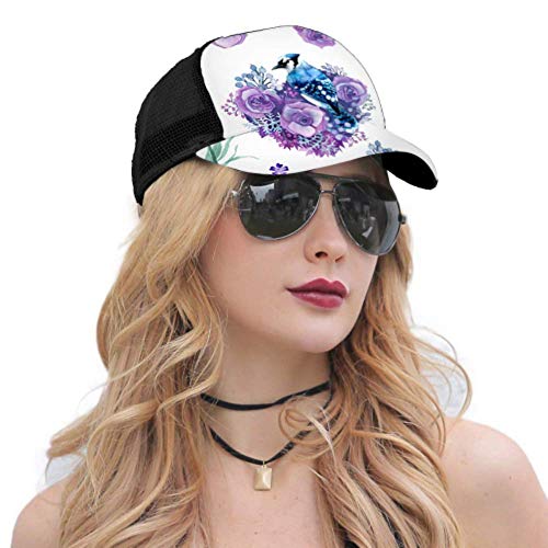 Gorra de béisbol Hombres Mujeres, Juego de Lavanda Ajustable Trucker Mesh Summer Vented Baseball Sun Cap Sombrero Sombrero Lavadora para Gorras de béisbol