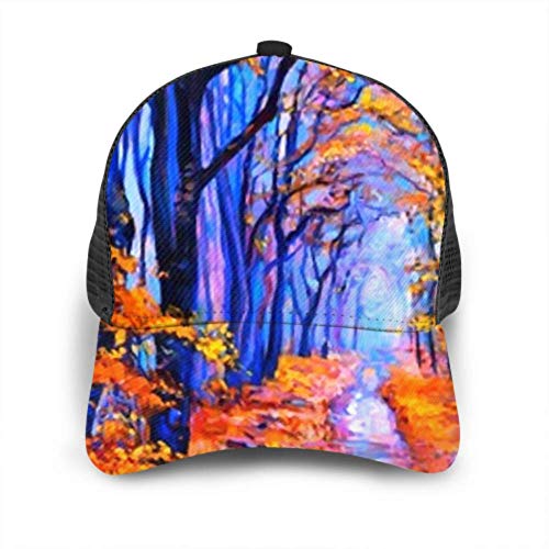 Gorra de béisbol Hombres Mujeres, Pintura al óleo Original sobre Lienzo Lavanda Ajustable Trucker Mesh Summer Vented Baseball Sun Cap Sombrero Sombrero Lavadora para Gorras de béisbol