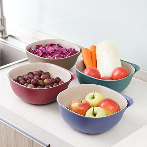 gossipboy 2 en 1 multifunción plástico y paja de trigo drenaje cesta cuenco alimentos filtros de lavado plegable escurridor colador de cocina para verduras frutas herramienta de cocina