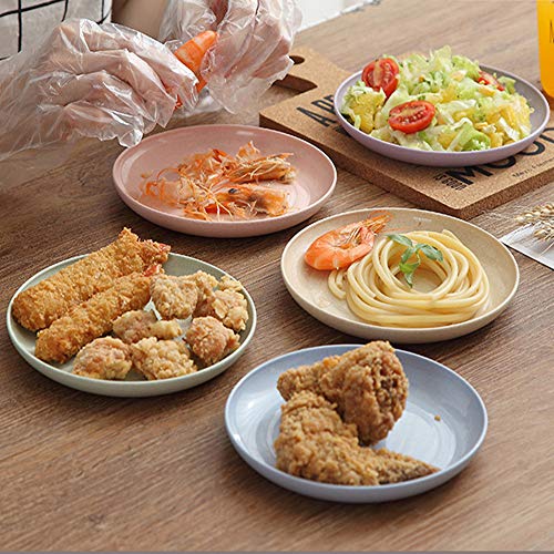 Goter Platos de Cena de Paja de Trigo de 15cm, Cuencos Aperitivos, Bandejitas para Aperitivos y Tapas,Cuencos Aperitivos,Vajilla de Redonda, Molde para Pastel, para Ensalada/Pastel/postres (5piezas)