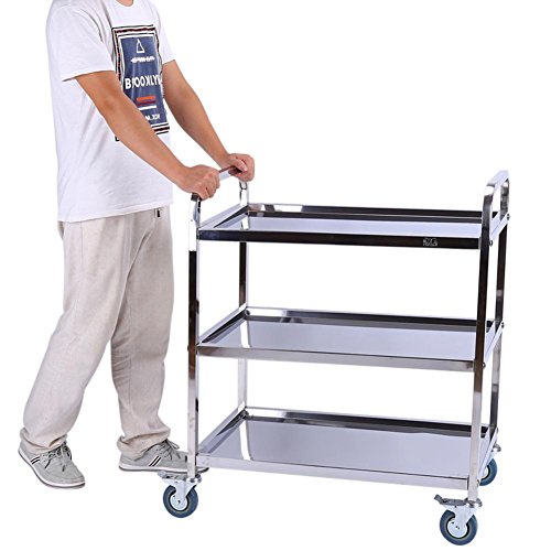 GOTOTOP carros de Cocina Carrito de restauración, carritos de Servicio Profesional con Ruedas para baño Cocina peluquería O estetista, DE Acero Inoxidable, 85 * 45 * 90 cm