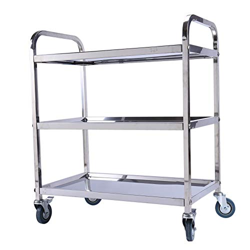 GOTOTOP carros de Cocina Carrito de restauración, carritos de Servicio Profesional con Ruedas para baño Cocina peluquería O estetista, DE Acero Inoxidable, 85 * 45 * 90 cm