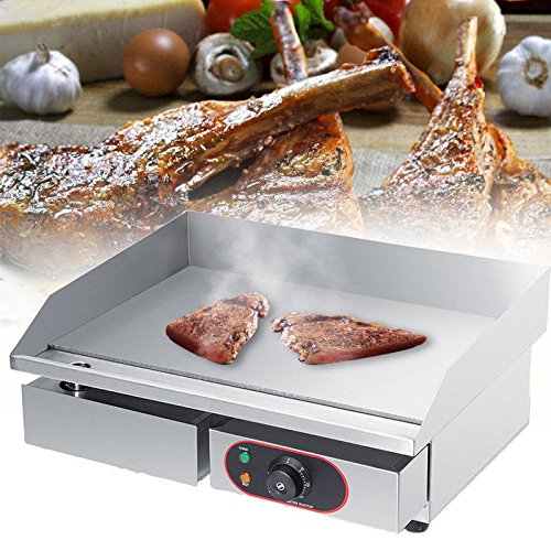 GOTOTOP Plancha Eléctrica de Acero Inoxidable para Encimera Parrilla Comercial y Profesional para BBQ Placa Caliente para Asar Freír Huevos Carne Filete Pasteles Hamburguesas